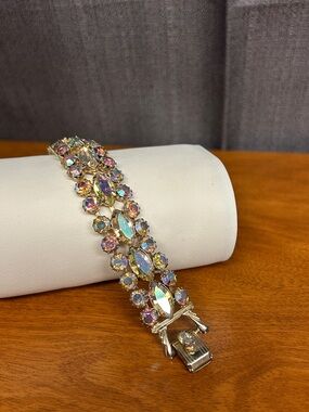 Aurora Crystal Multicolor Statement Bracelet - signed Continental Women Jewelry